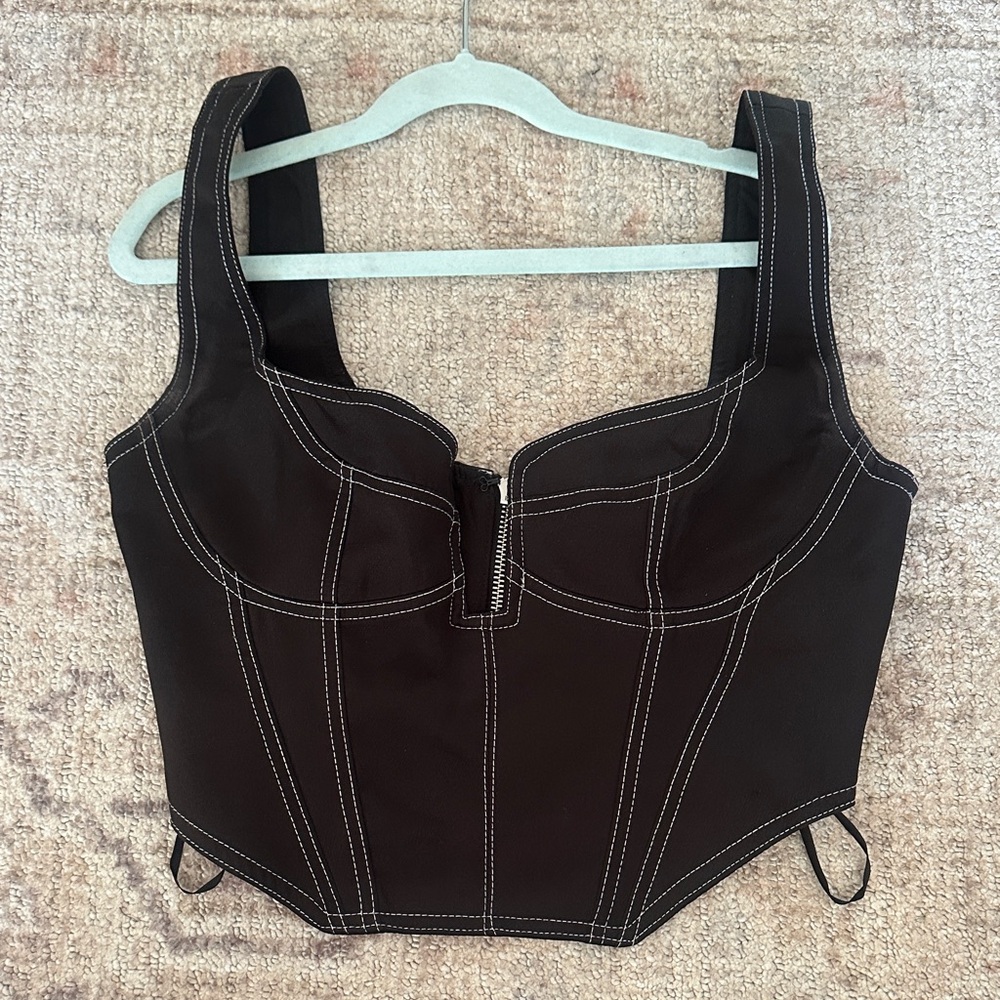 White Fox Black Corset Top